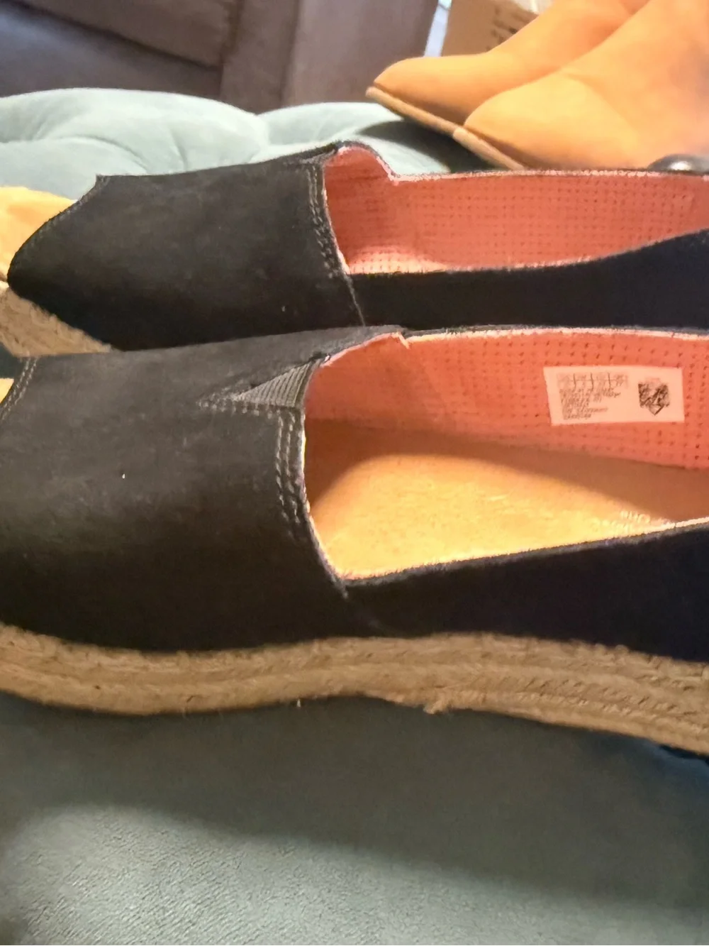 Toms Black and Pink Espadrille Flats